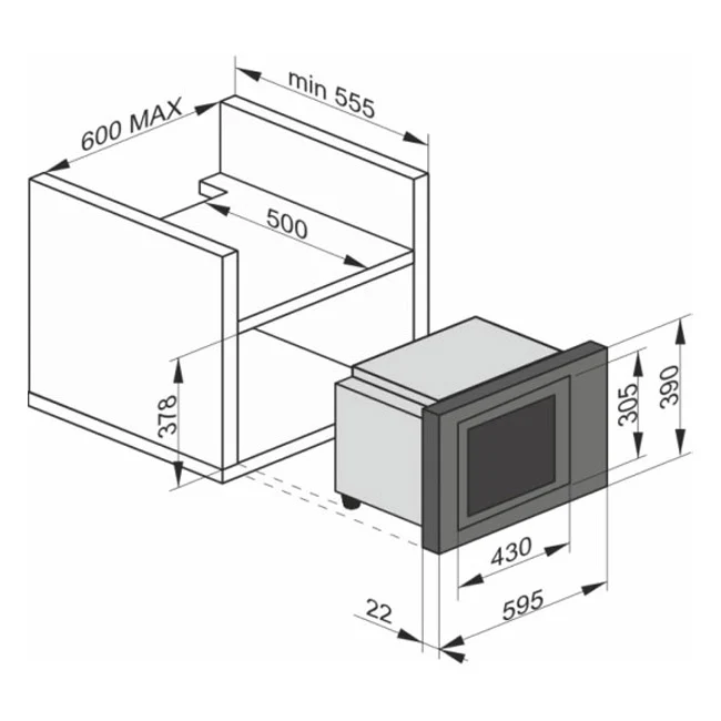 Four à Micro-ondes Encastrable 900W Avantgarde Pro (Noir)