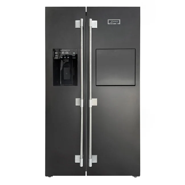 Avantgarde Pro Plumbed American Style Fridge Freezer (Noir Acier Inoxydable)