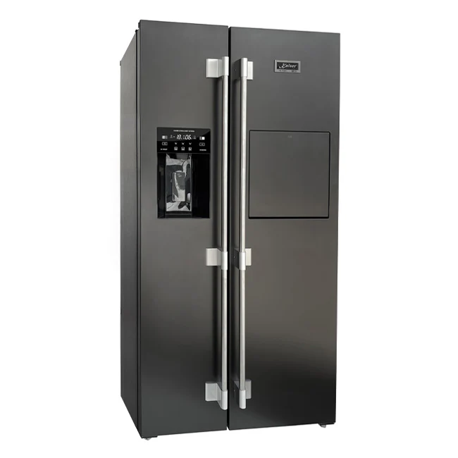 Avantgarde Pro Plumbed American Style Fridge Freezer (Noir Acier Inoxydable)