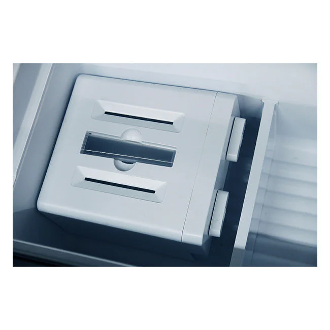 Réfrigérateur-congélateur à portes françaises Art Déco avec poignées en cuir (Ivoire)