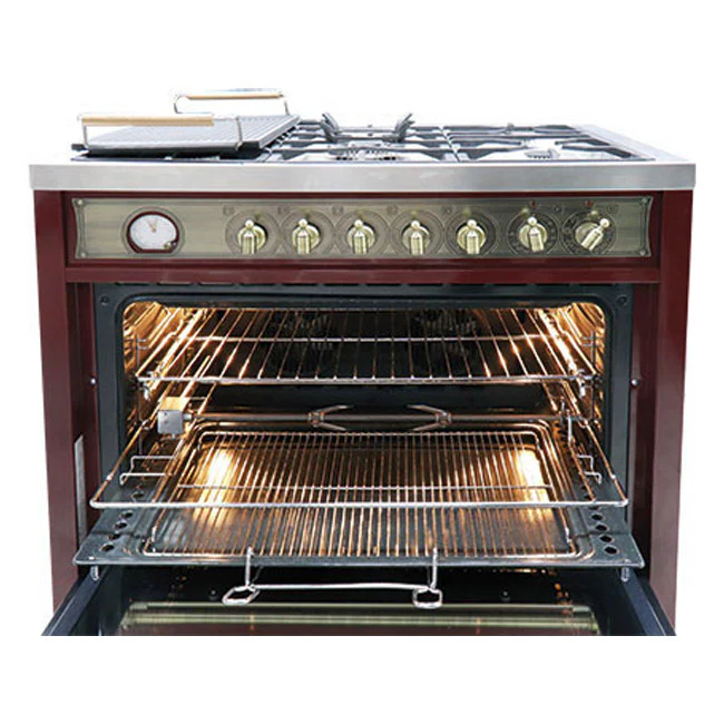 Cuisinière Mixte Empire 90 cm (Rouge Bordeaux)