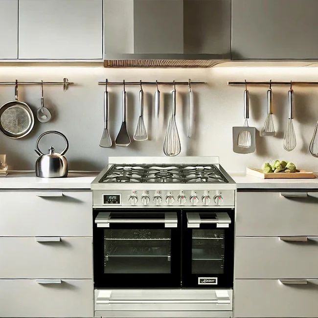 Avantgarde Pro Cuisinière à Double Cavité à Combustible Double 90cm (Acier Inoxydable)