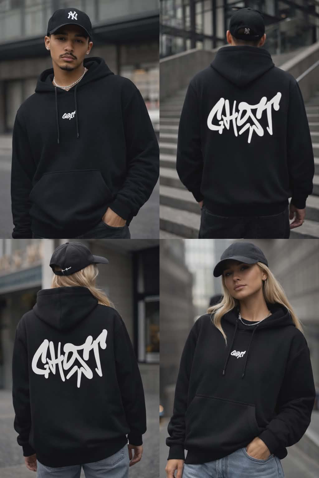 Stilingas Juodas Džemperis Ghost 