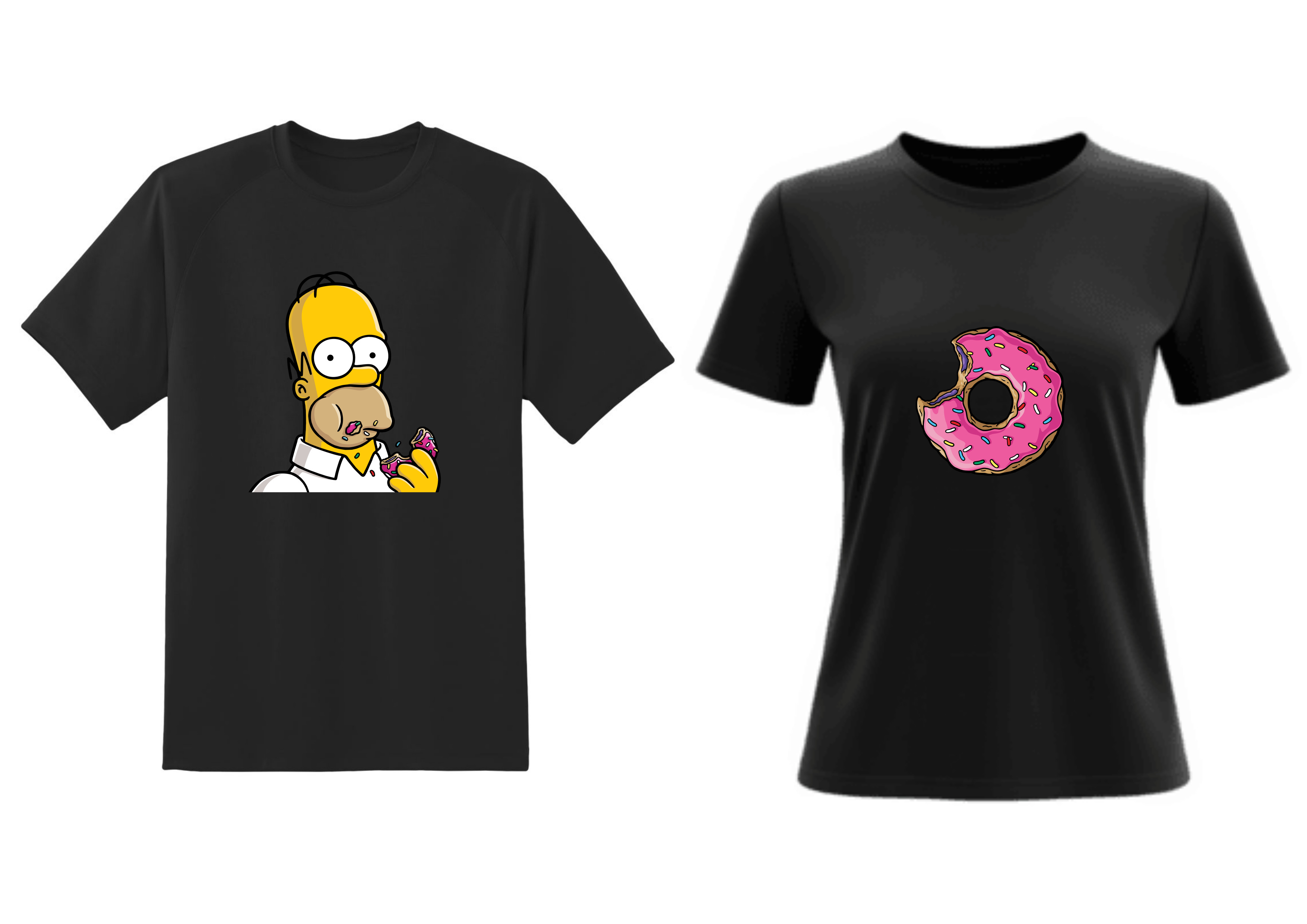 Juodi marškinėliai su spausdintais piešiniais