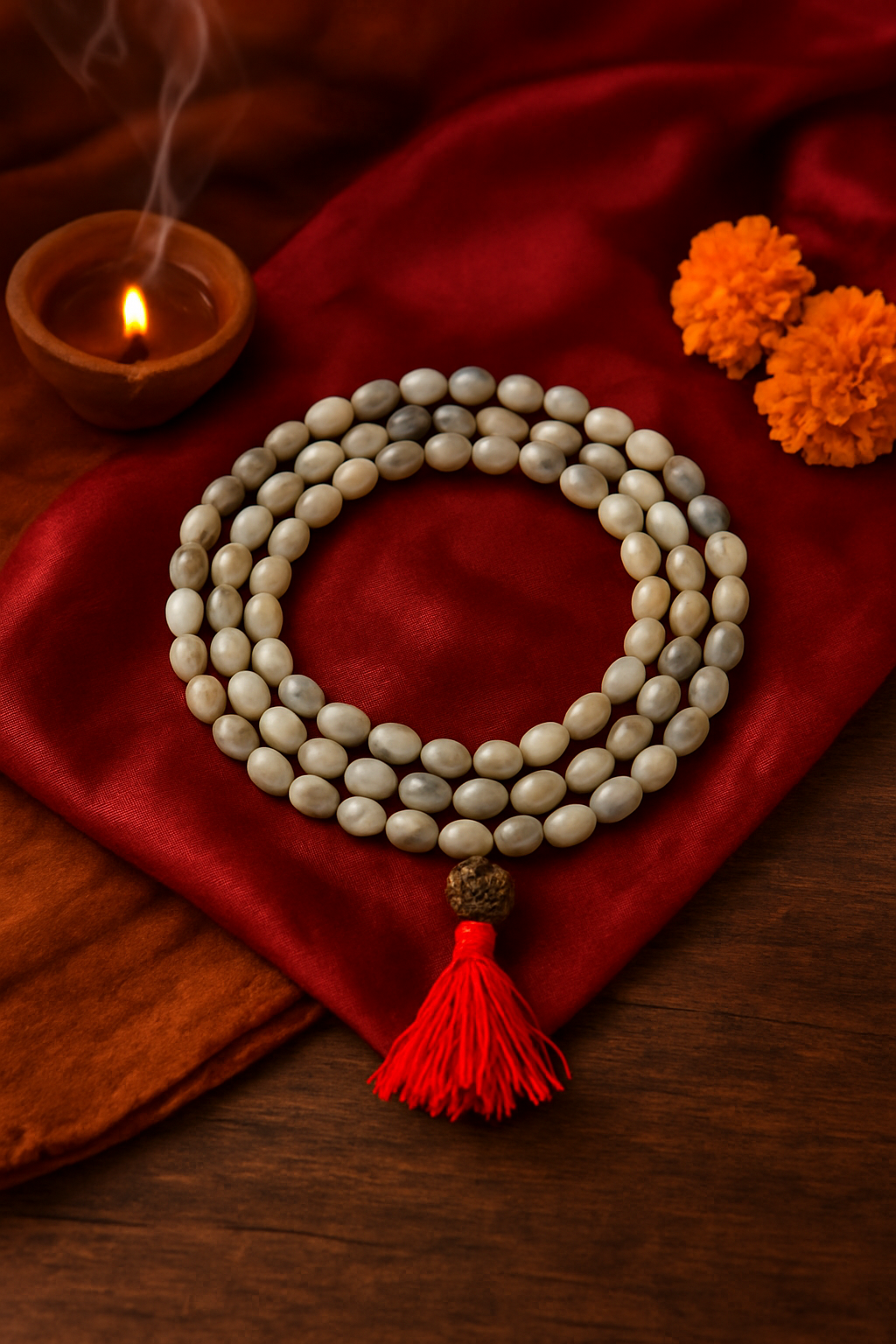 White Prayer Beads Mala