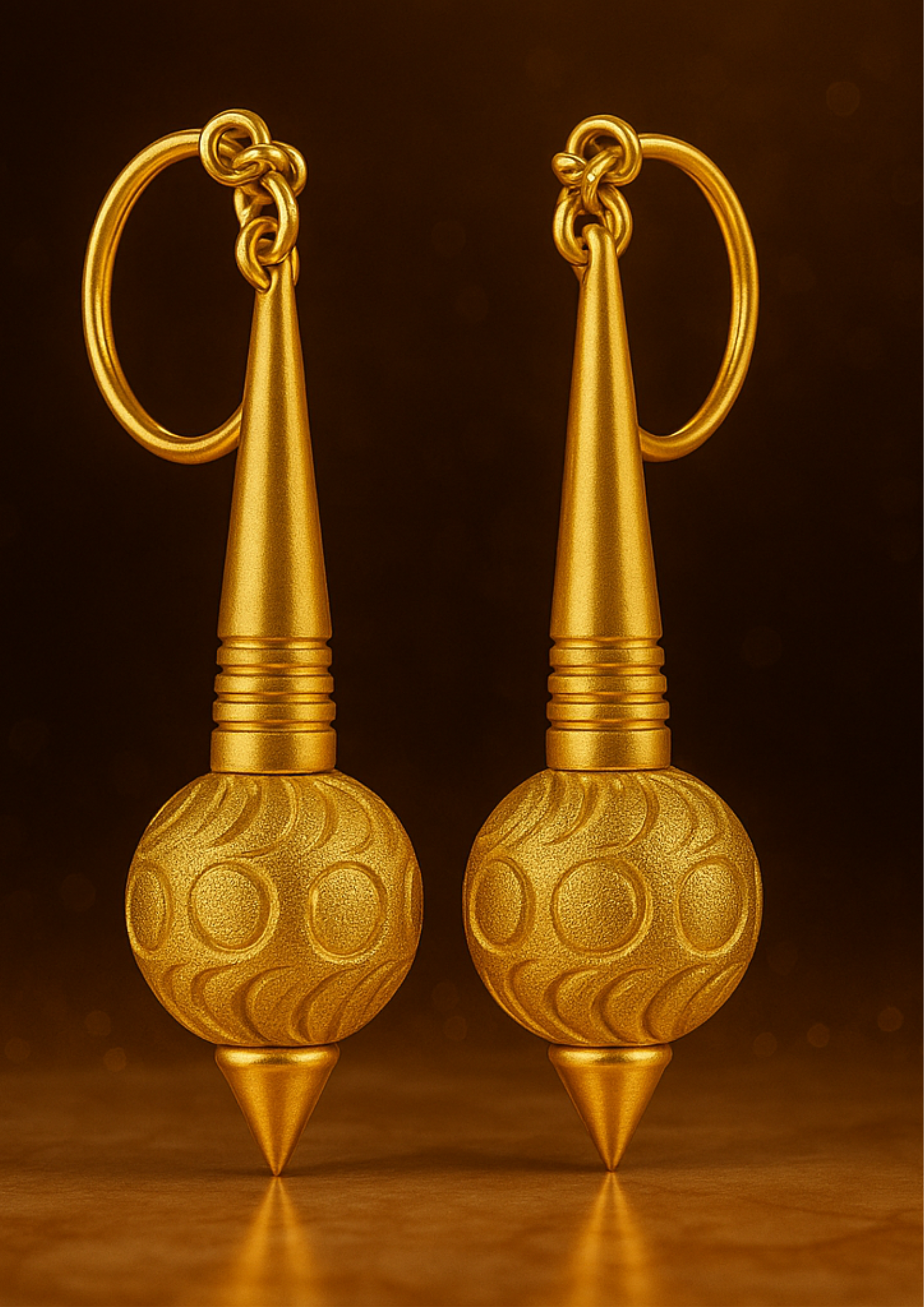 Divine Hub - Golden Colour Brass Hanuman Ji/Bajrangbali Gada Metal Keychain | Pack of 2 | Stylish Keyring for Men, Women, Boys, Girls & Friends | Car, Bag Pendant, and Key Holder – Ideal Gift Accessory