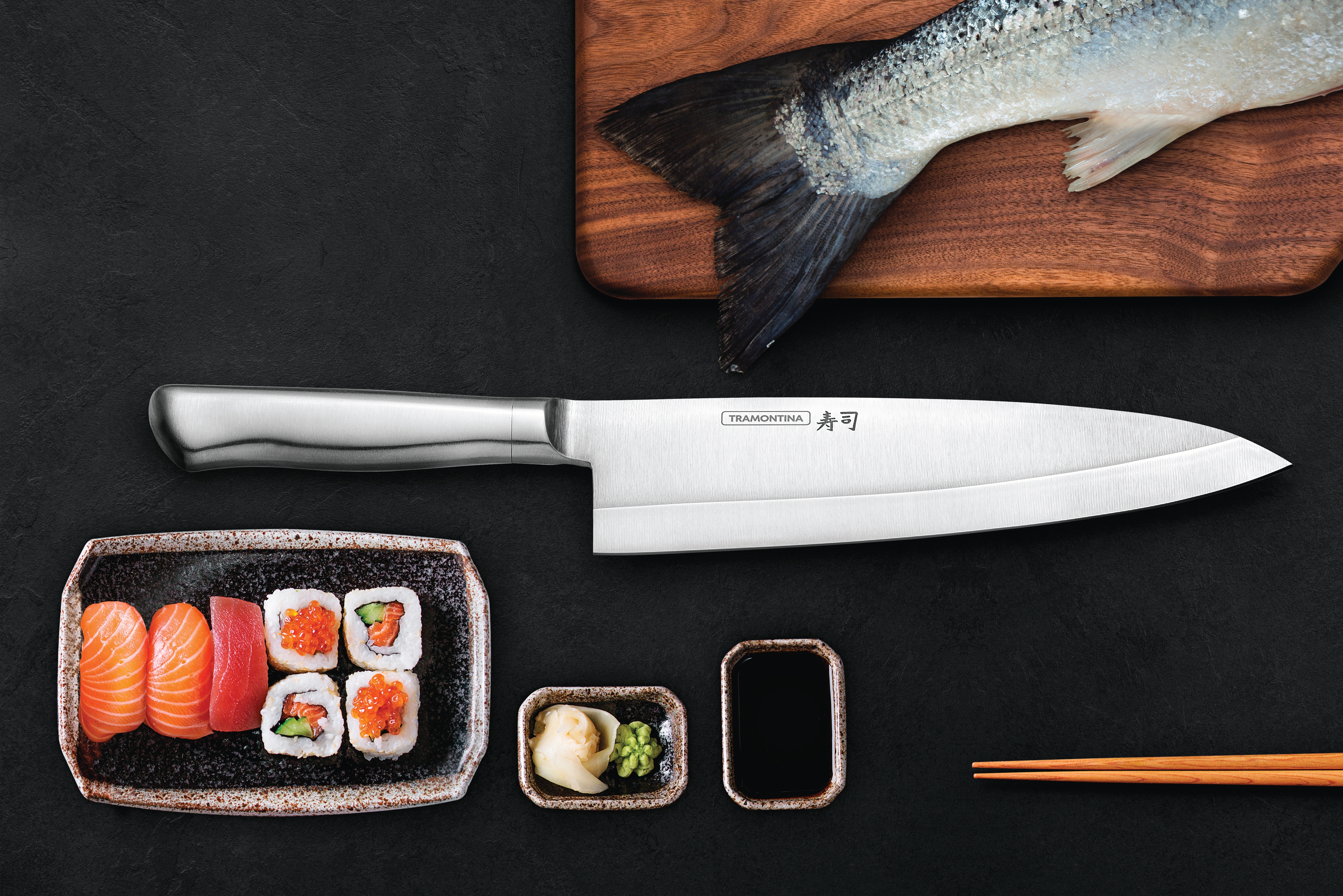 Tramontina Sushi Diamond 系列 Deba 出刃刀｜8 吋全不鏽鋼刀刃與手柄