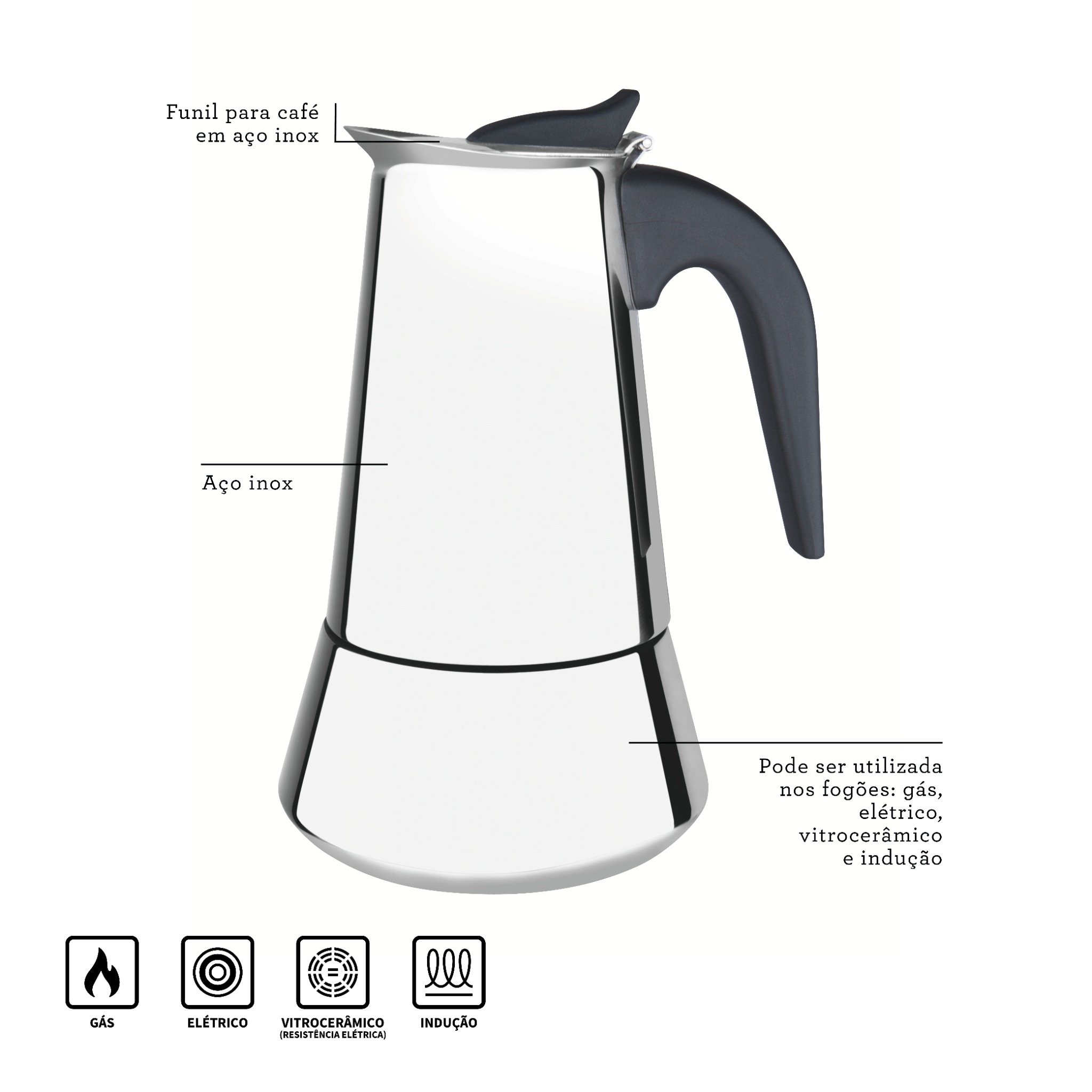MK - Tramontina不鏽鋼義式摩卡壺350ml｜直火感應爐適用