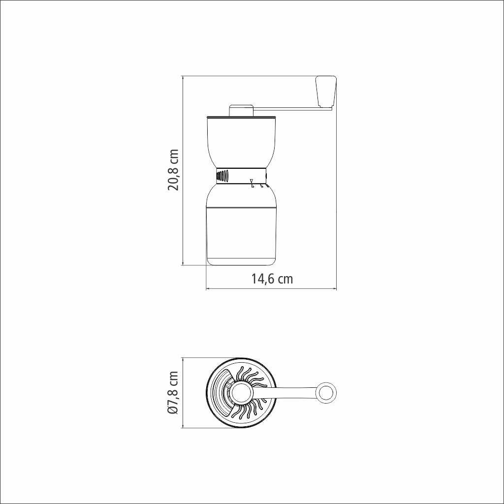 Tramontina手搖咖啡磨豆機｜ABS陶瓷刀片｜4段研磨｜雙粉槽設計