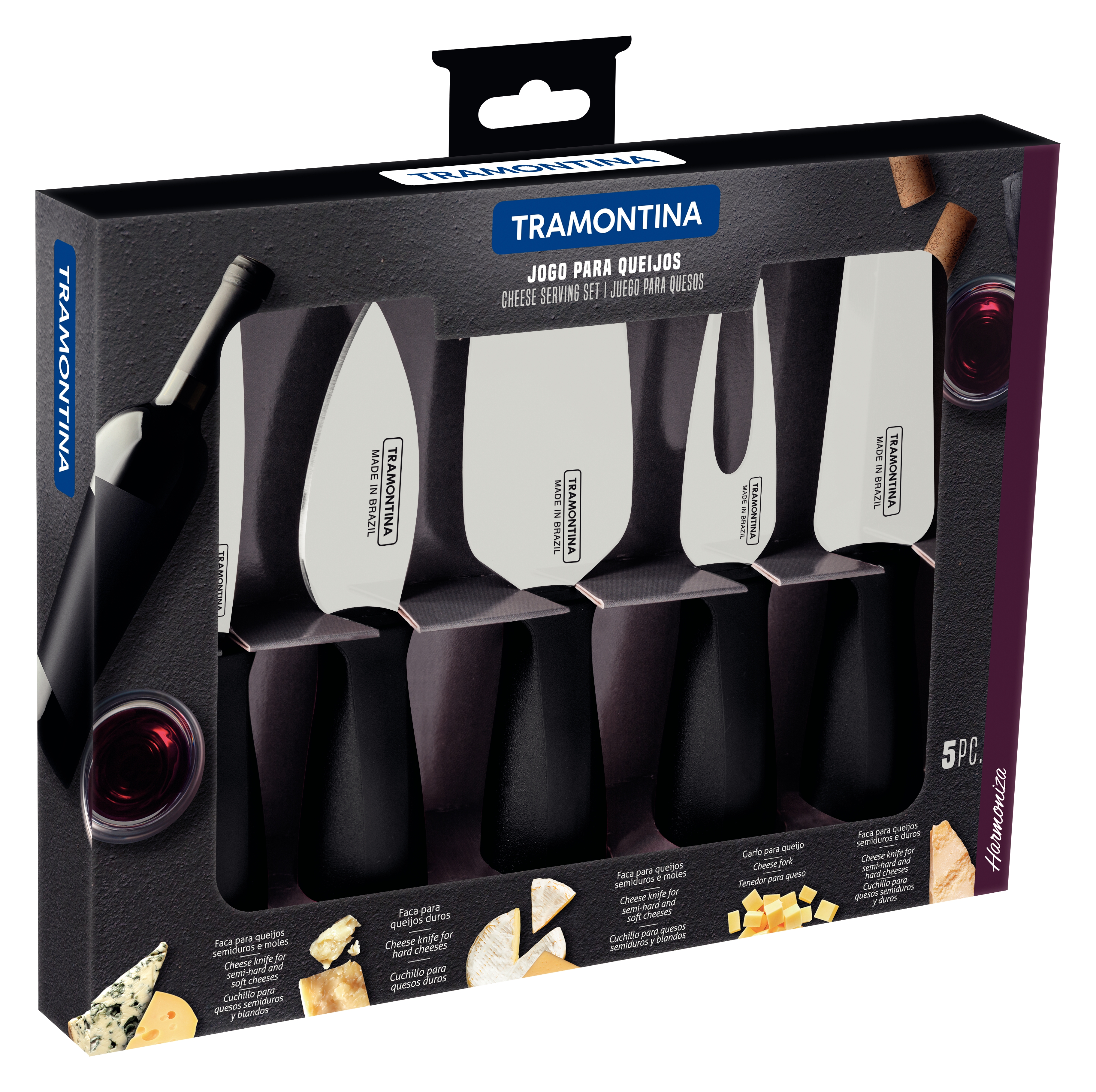 MK - Tramontina起司刀具組｜5件可選｜不鏽鋼刀＋黑色手柄｜巴西製造