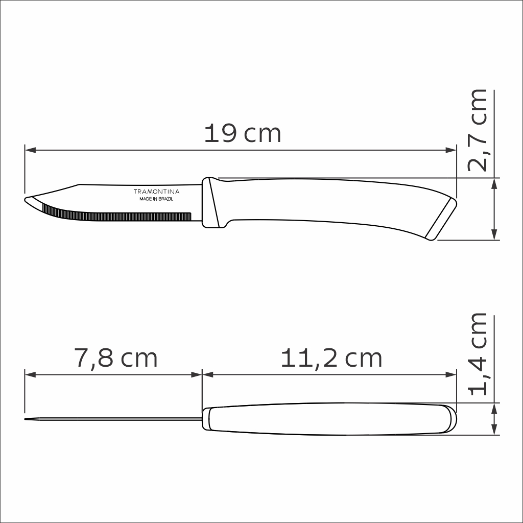 Tramontina 巴西製 3吋蔬果刀 微鋸齒刀刃 Felice系列