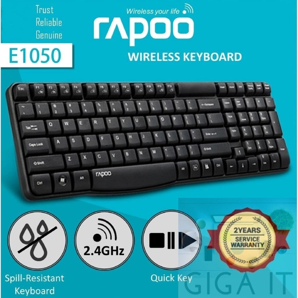 Rapoo E1050 Bangla Wireless Black Keyboard
