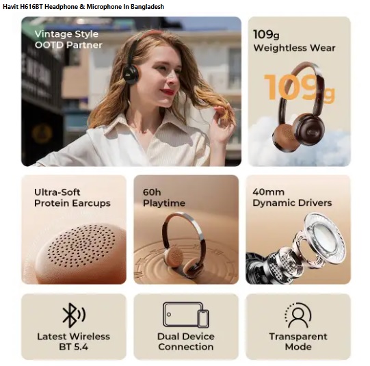 Havit H616BT Headphone & Microphone