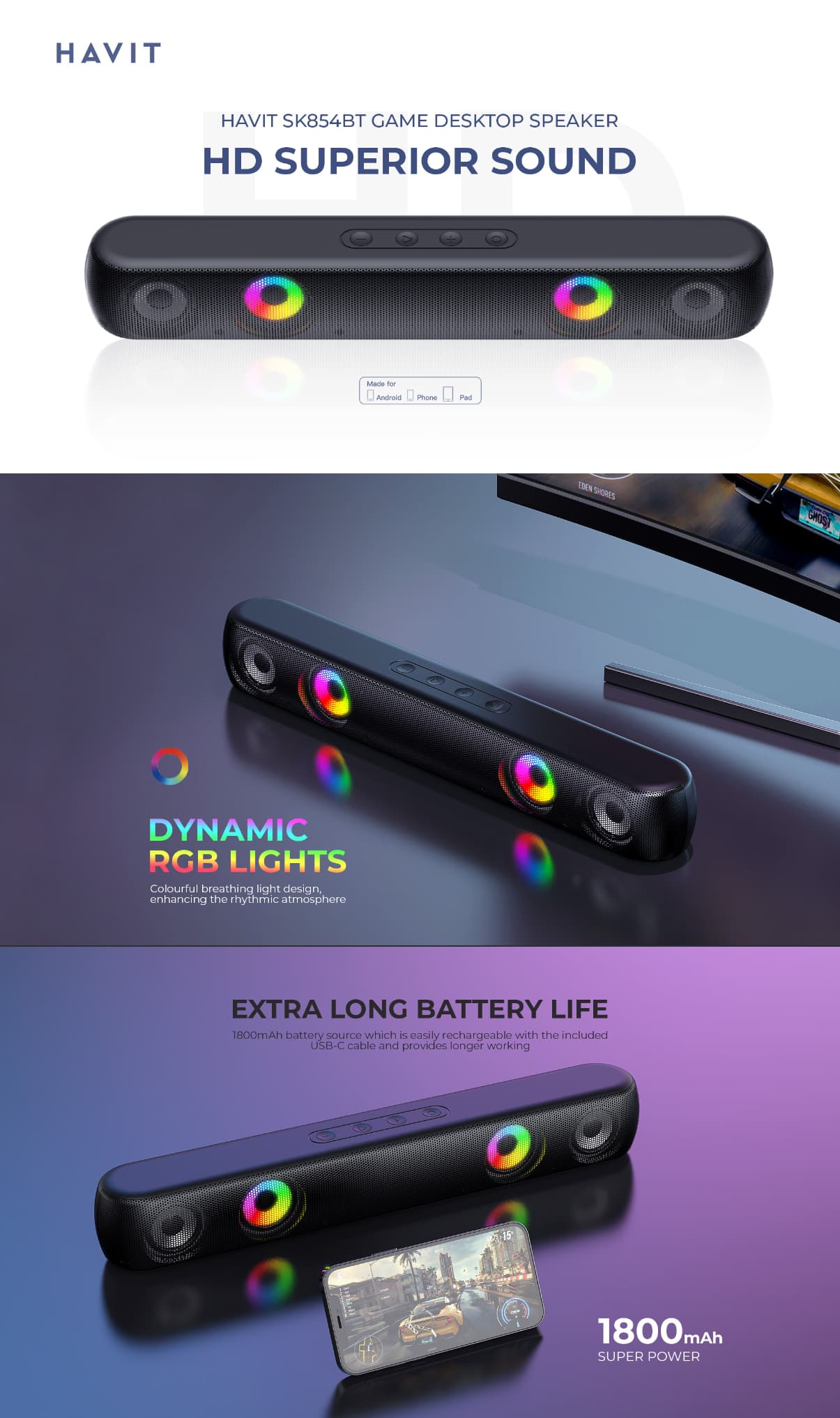 HAVIT SK854BT Game Desktop Speaker