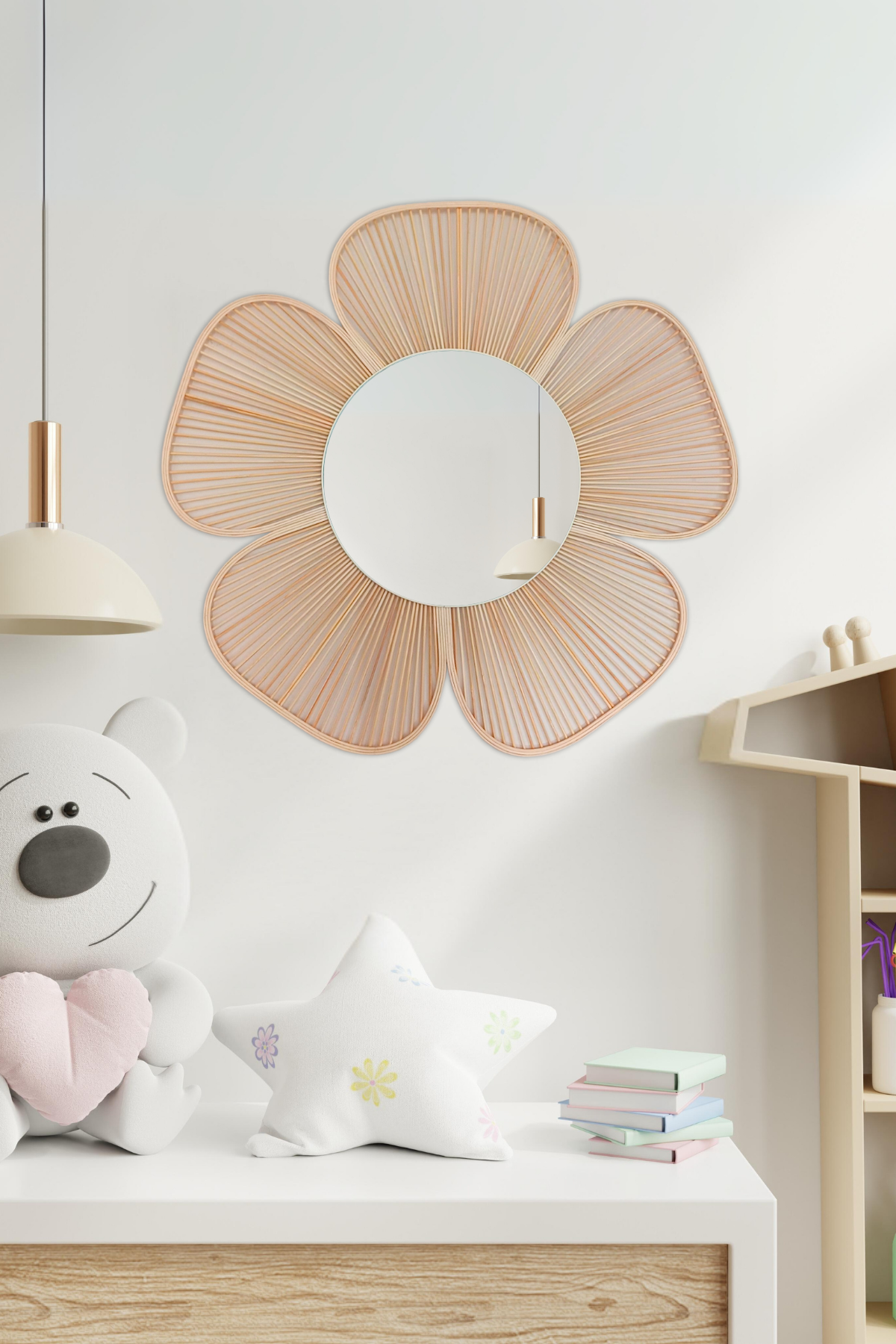 Rattan Bambu Duvar Aynası