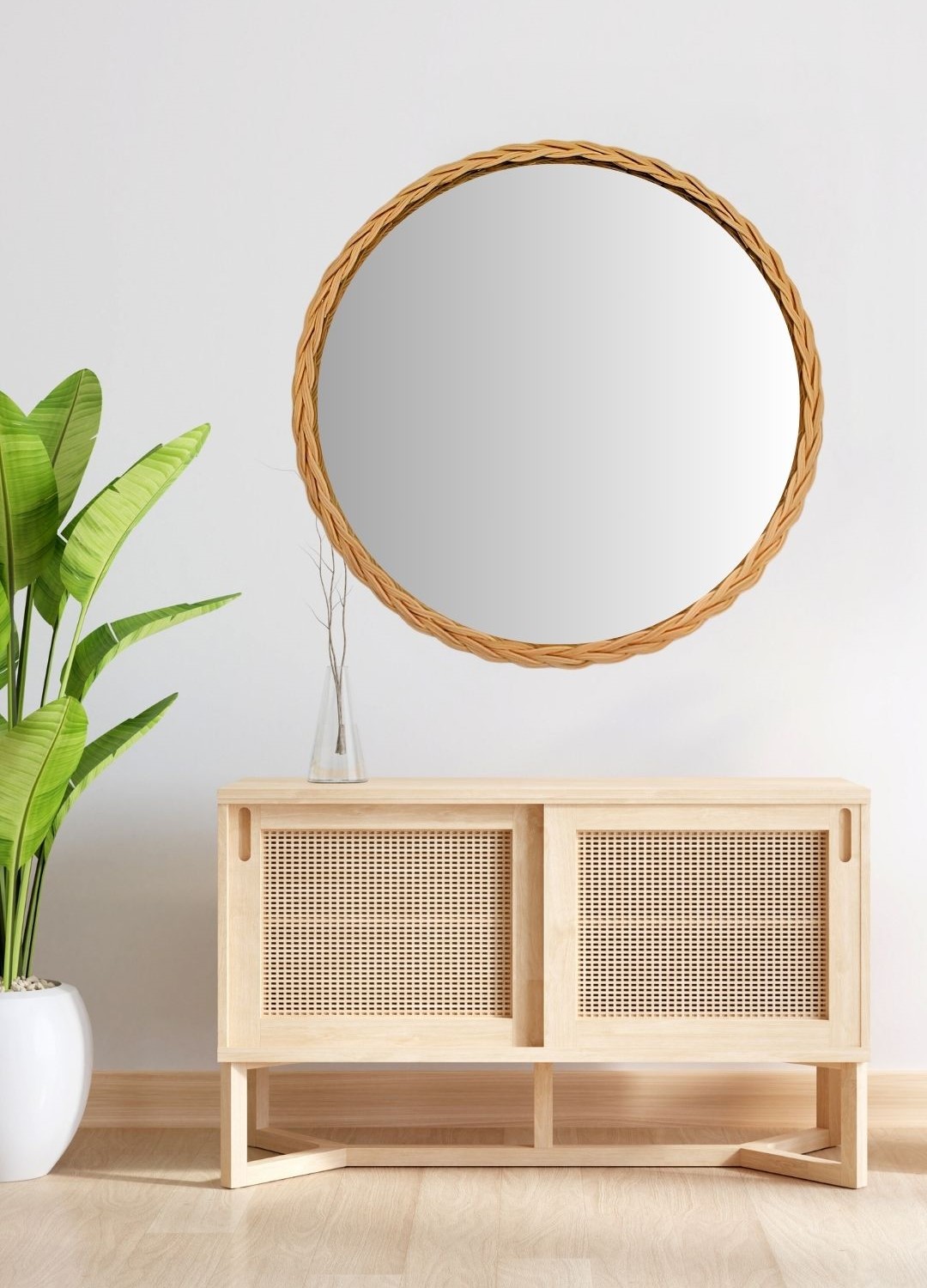 Rattan Bambu Örgü Ayna