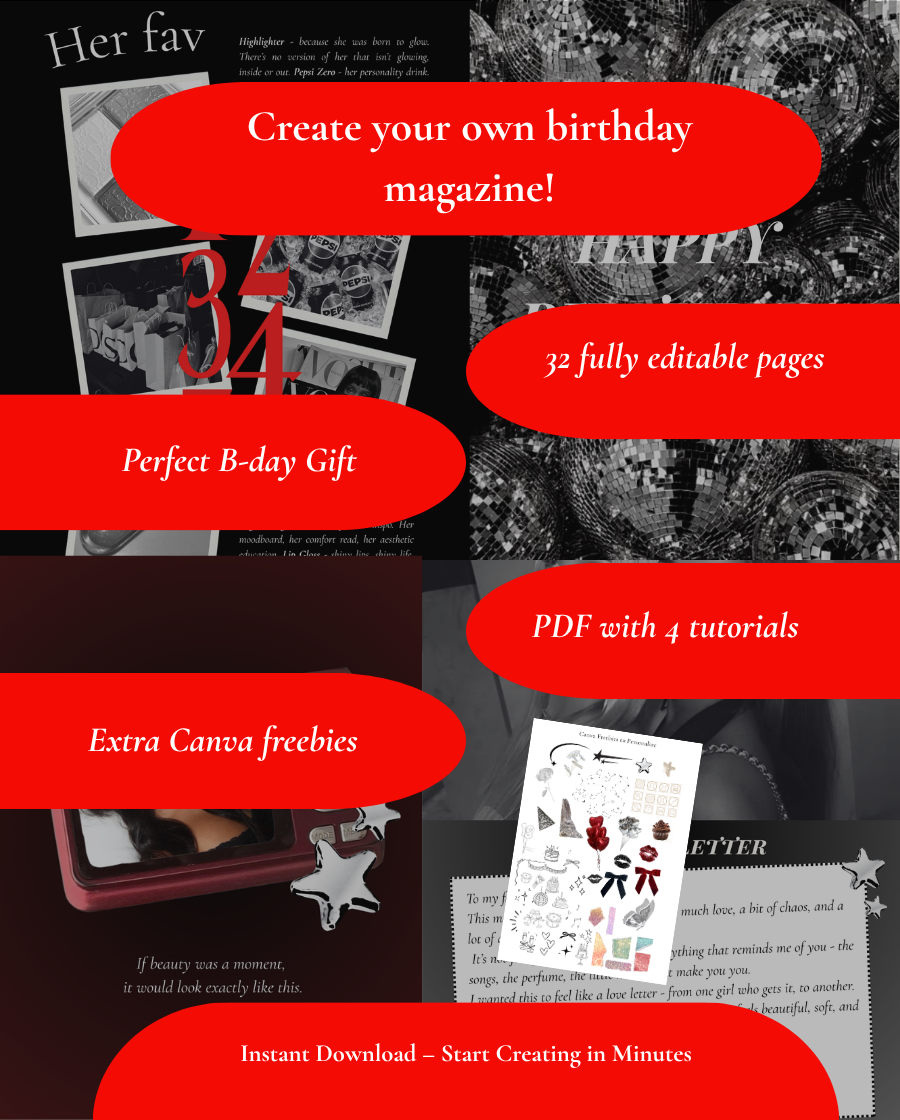 Noir Muse Birthday Magazine Template