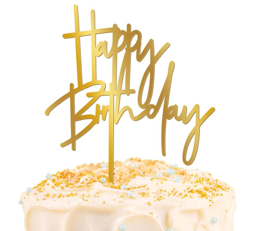 Happy Birthday Metallic Topper