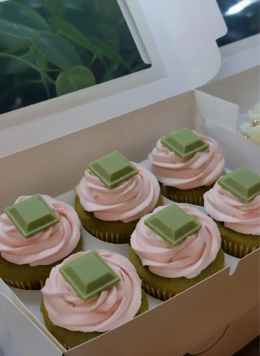 Matcha Strawberry Cupcakes