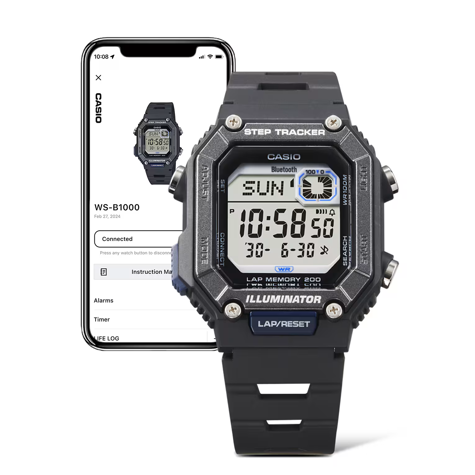 WS-B1000-1AVDF Resin Fitness watch