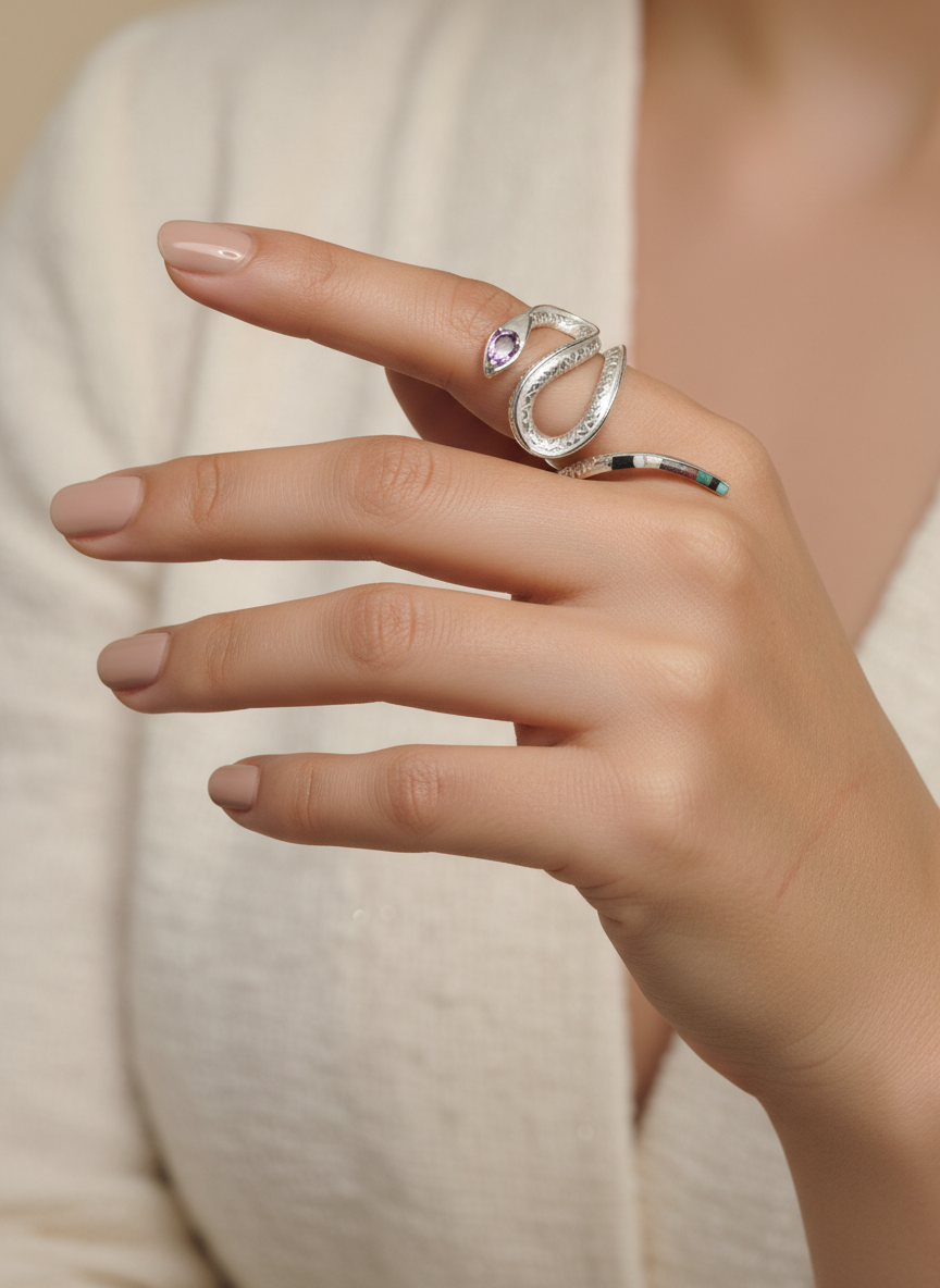 Bague  boa arc-en-ciel