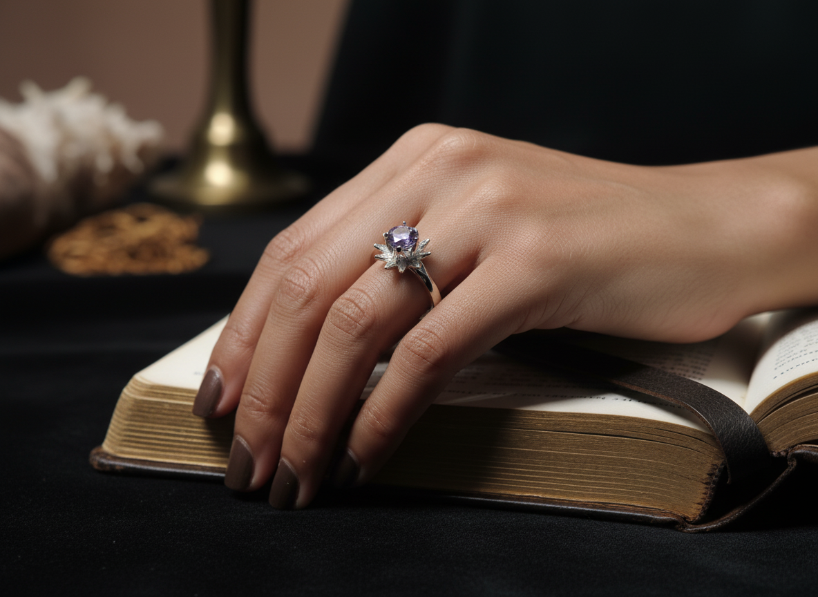 Bague fleur d'améthyste 