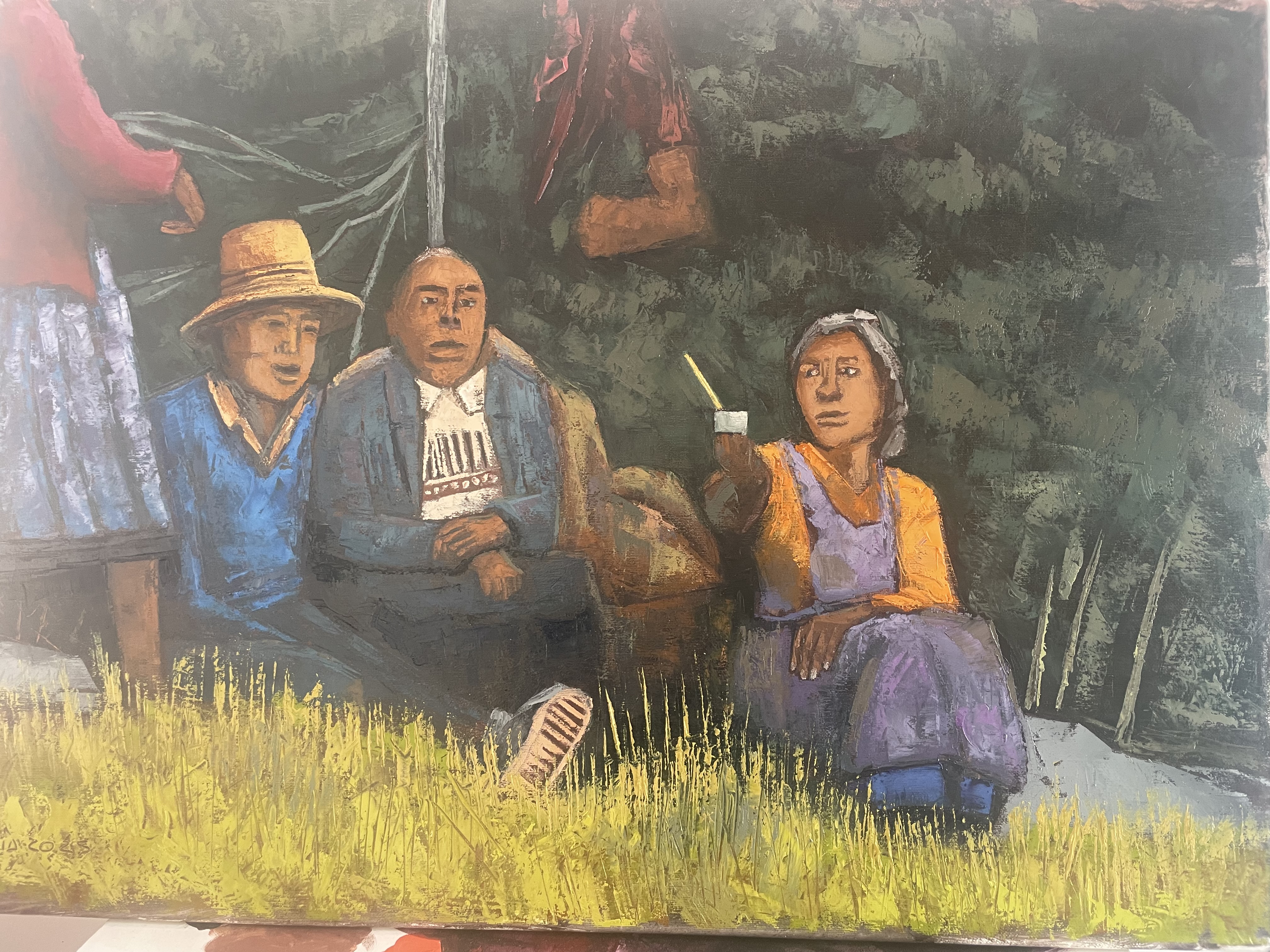 Los últimos Pehuenches, familia compartiendo un mate.