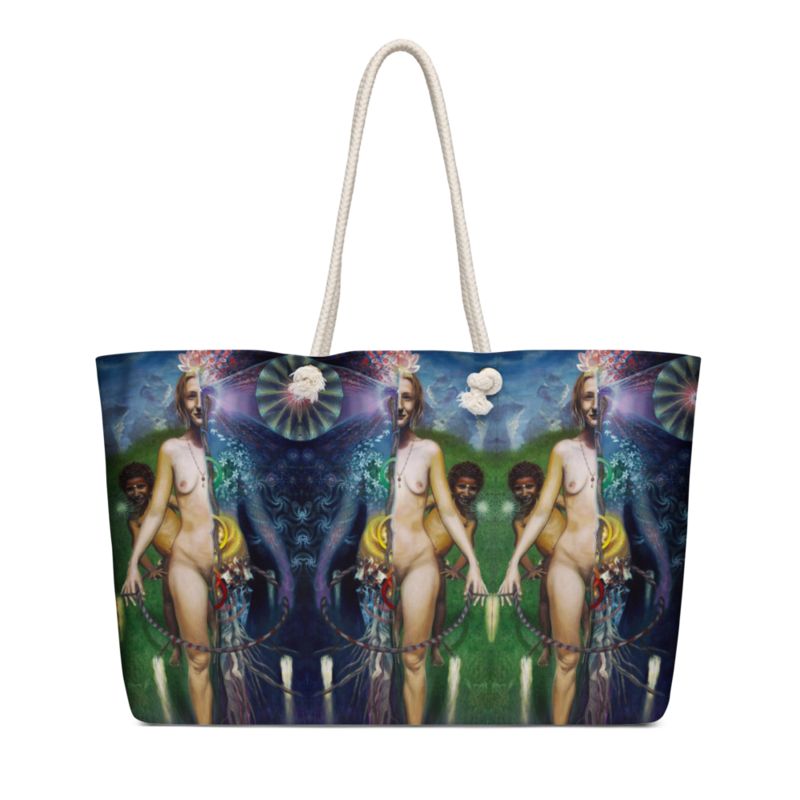 "Mother and Sun, Passing the Torch of Visions" Oversized weekender bag