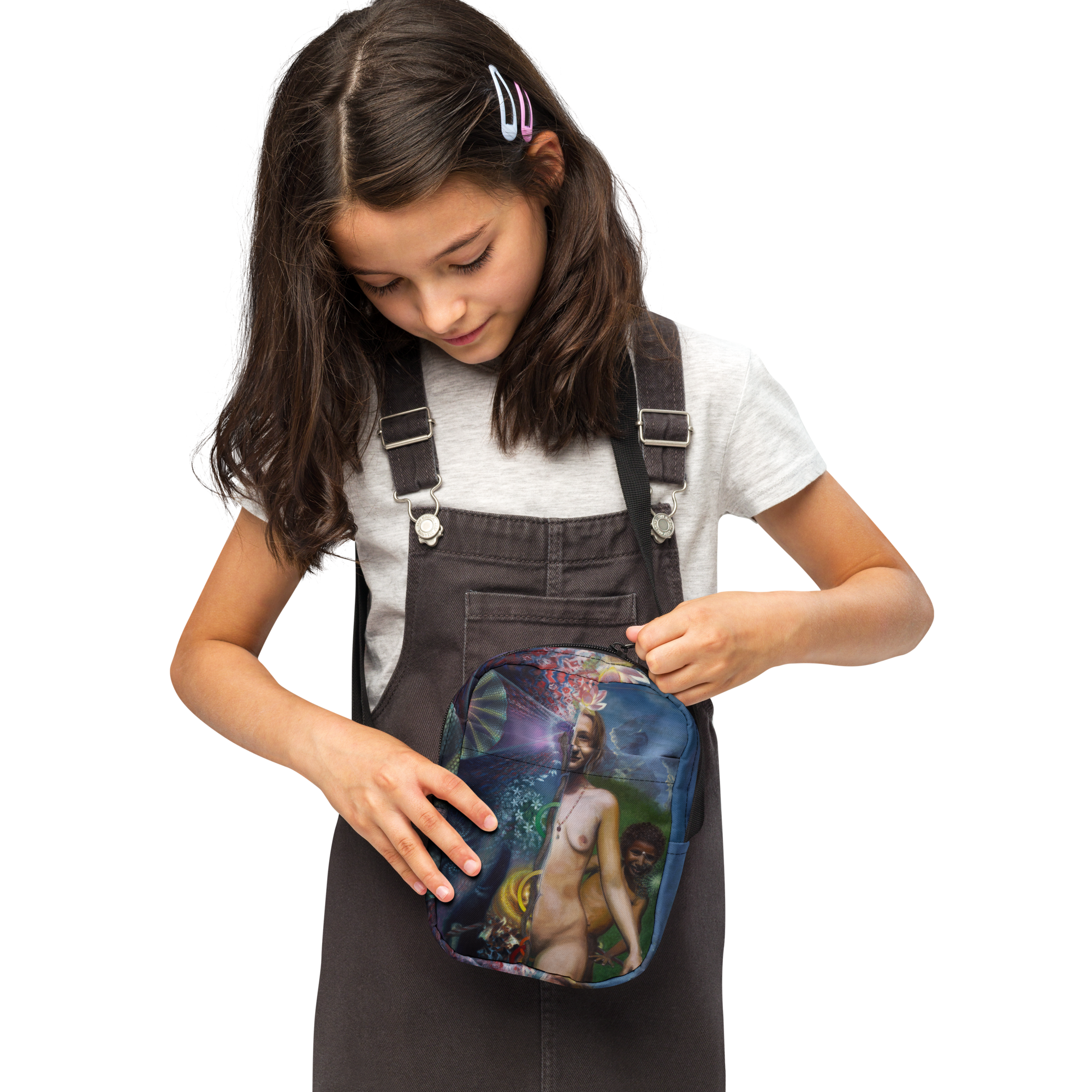 "Mother and Sun, Passing the Torch of Visions" Utility crossbody bag