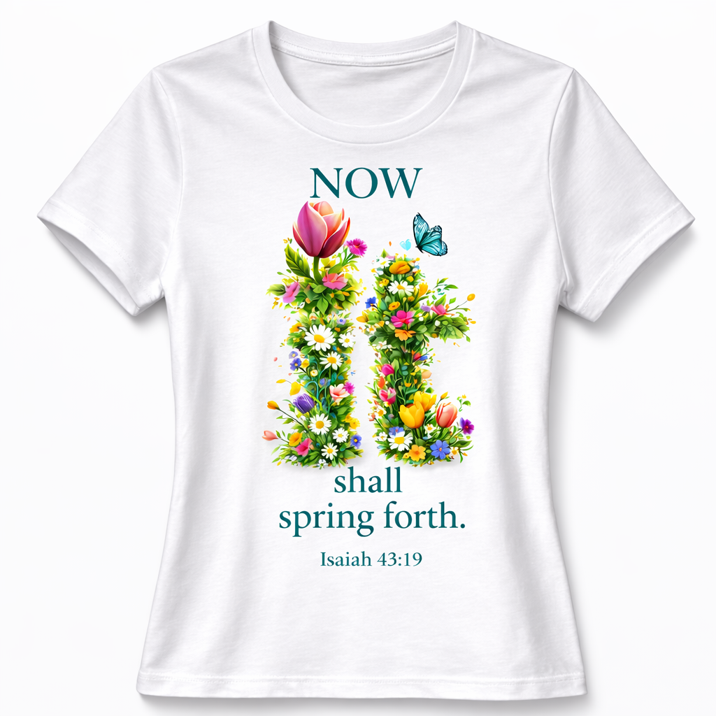 "SPRING FORTH" Jewel Neck Tee