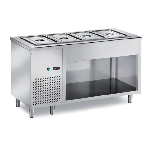 Introducing our premium Stainless Steel Food Warmer, expertly crafted for commercial kitchens to maintain food at the perfect serving temperature. Featuring four covered compartments and a robust, high-quality stainless steel construction