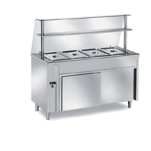 Introducing our premium Stainless Steel Food Warmer, expertly crafted for commercial kitchens to maintain food at the perfect serving temperature. Featuring four covered compartments and a robust, high-quality stainless steel construction