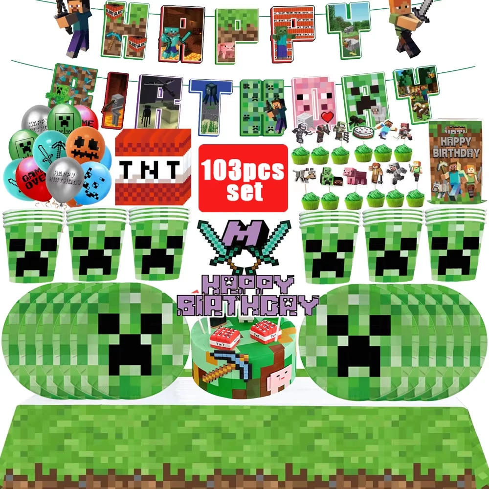 Minecraft Birthday Party Supplies (103 Piece Set)