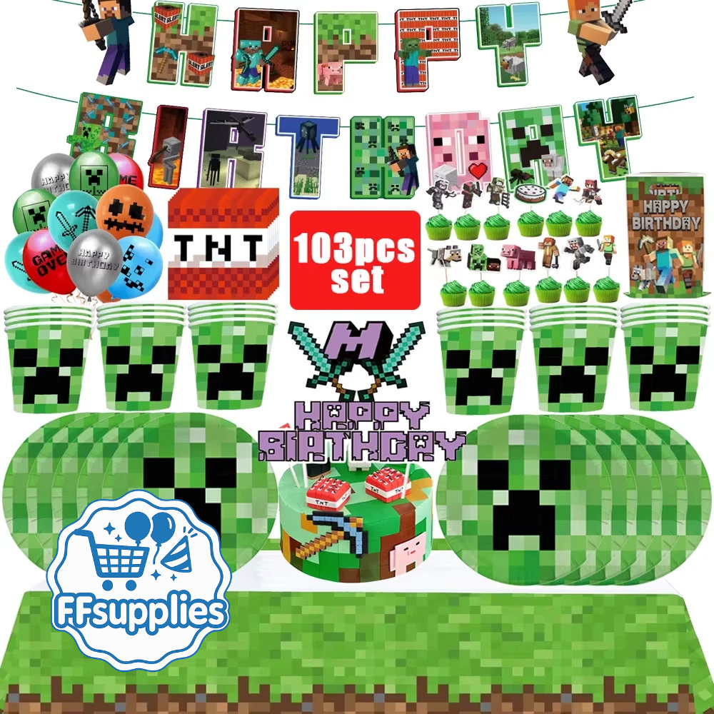 Minecraft Birthday Party Supplies (103 Piece Set)