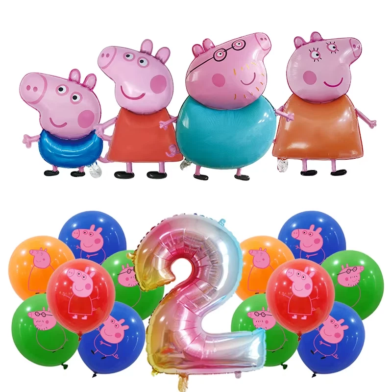 Peppa Pig Birthday Balloon Set (Ages 1-8) 17 Pieces