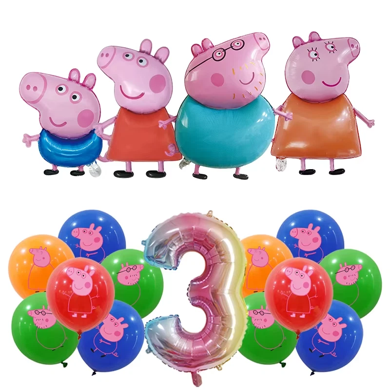 Peppa Pig Birthday Balloon Set (Ages 1-8) 17 Pieces