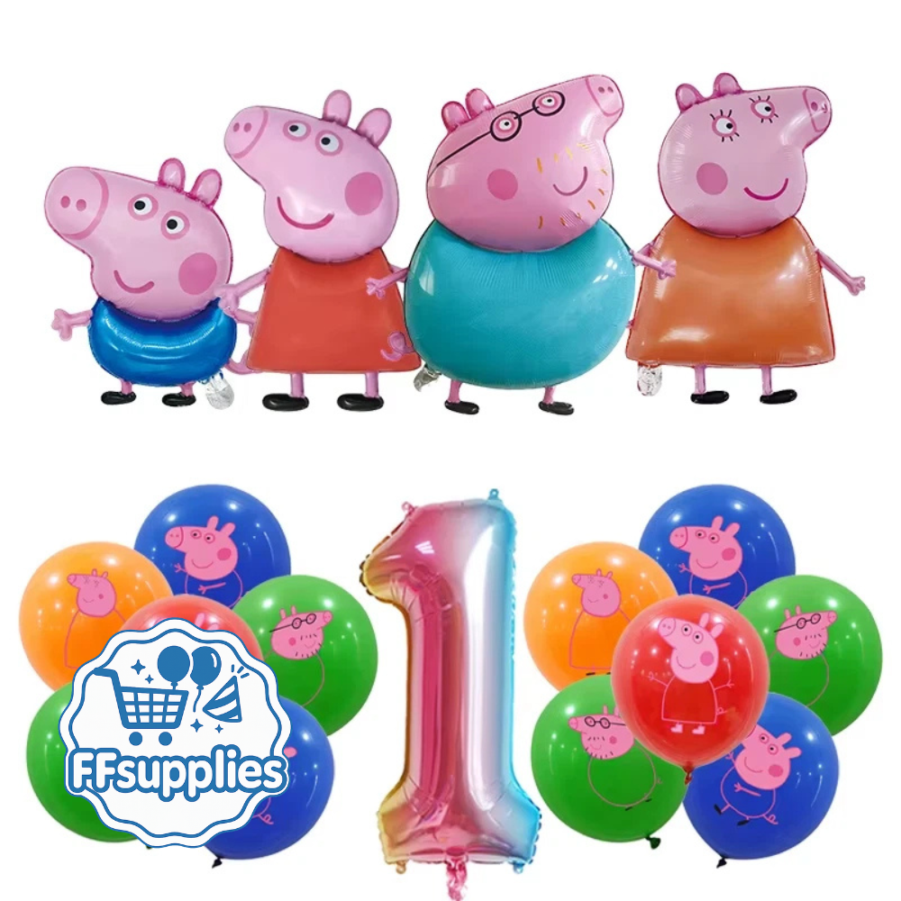 Peppa Pig Birthday Balloon Set (Ages 1-8) 17 Pieces