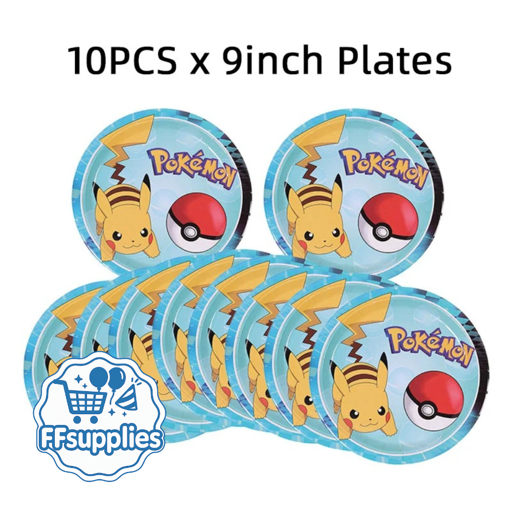 Pokemon Themed Party Plates (10PCS X 9inches)