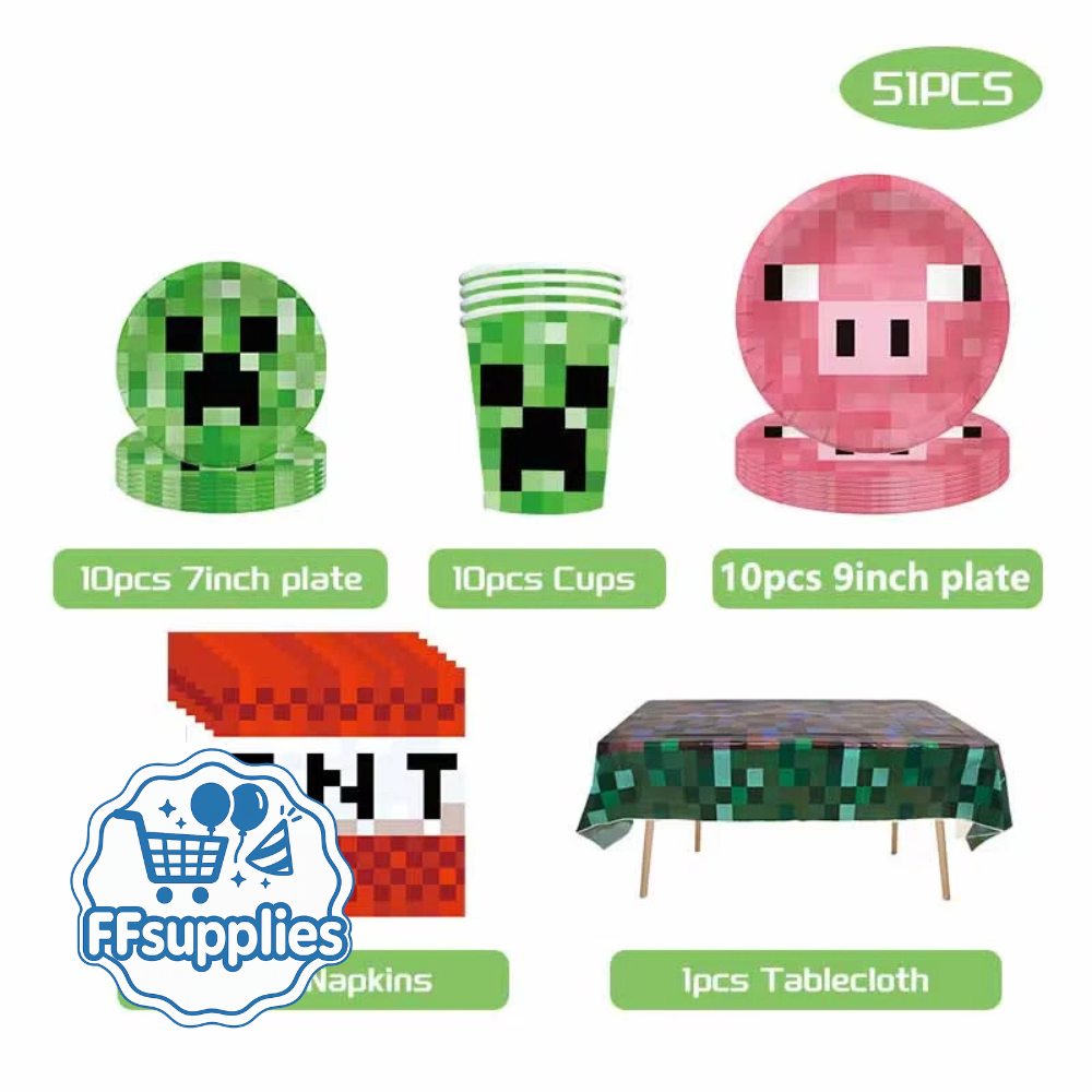 51 Pieces Minecraft Party Supplies Set