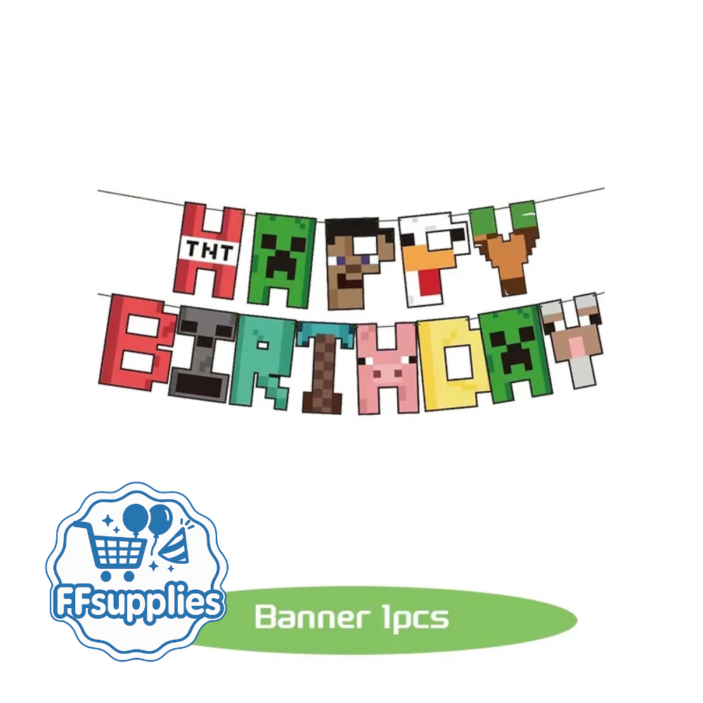 Minecraft Theme Birthday Banner