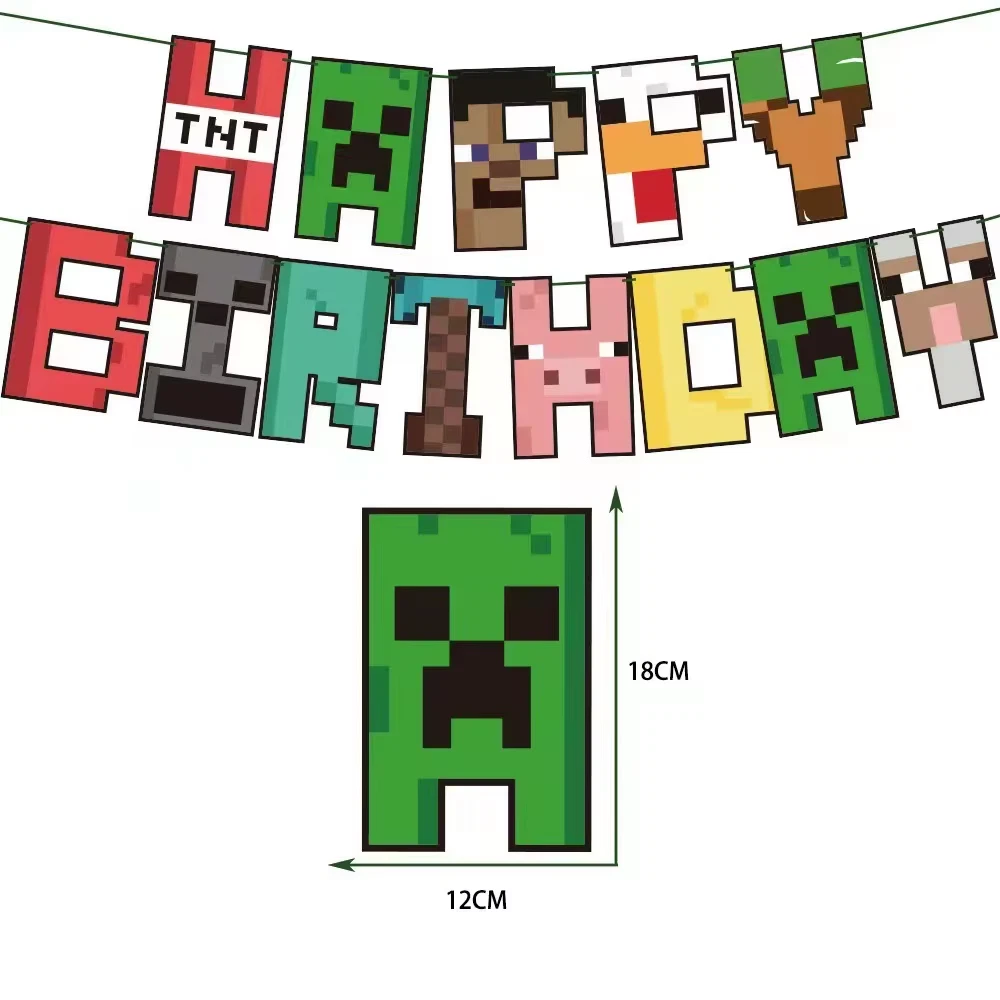 Minecraft Theme Birthday Banner