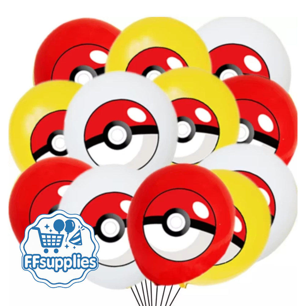 12 Pieces Pokemon-Themed PokeBall Balloons