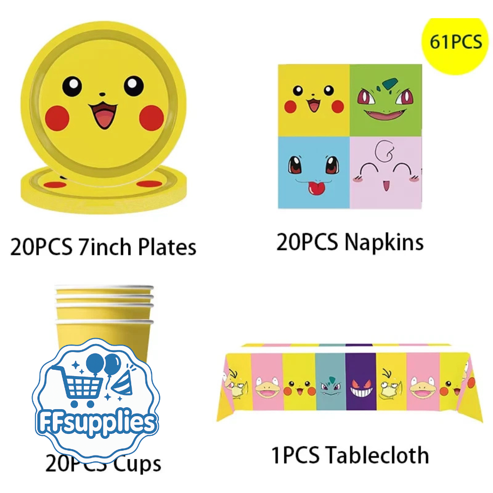 61 Pieces Pokemon Tableware Set