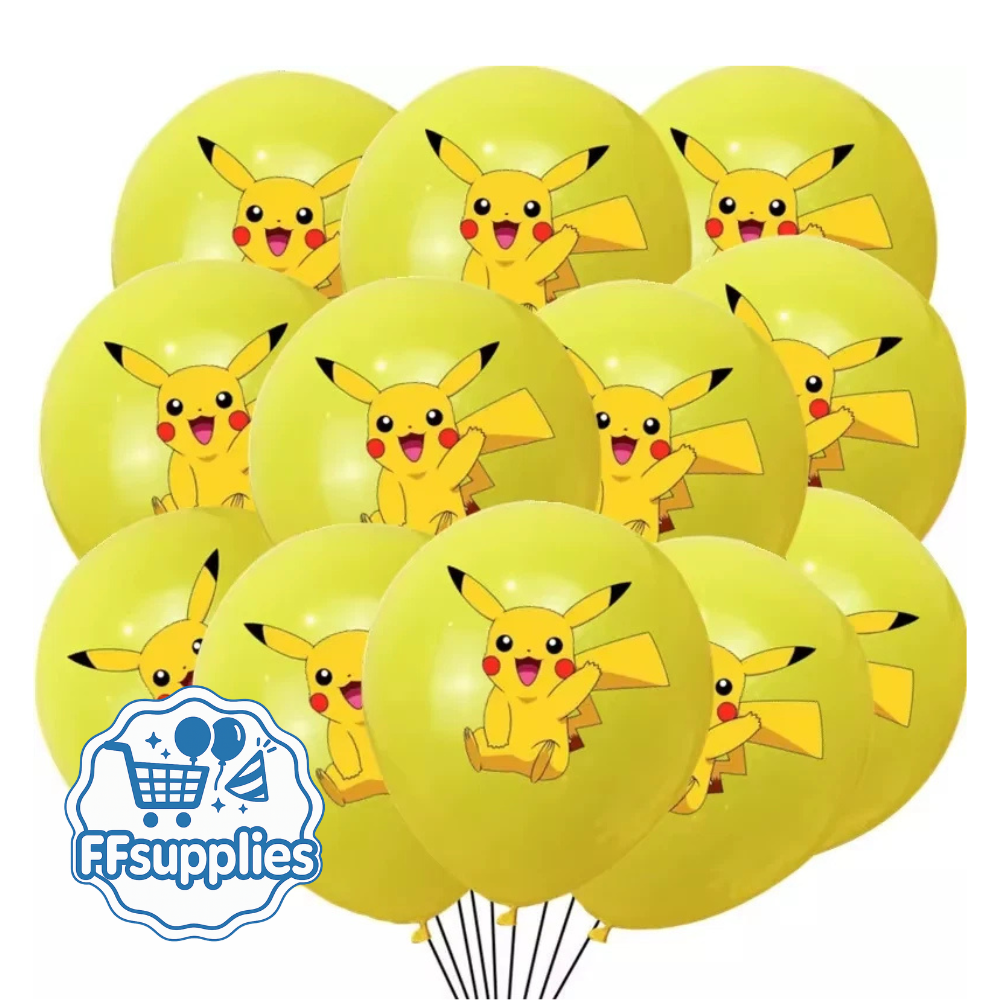 12 Pieces Pokemon Pikachu Balloons in Yellow