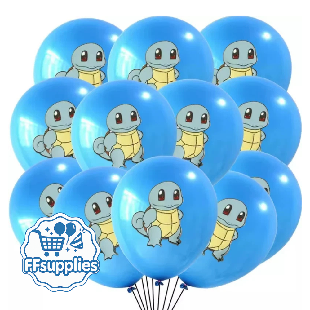 12 Pieces Squirtle Themed Pokemon Balloons