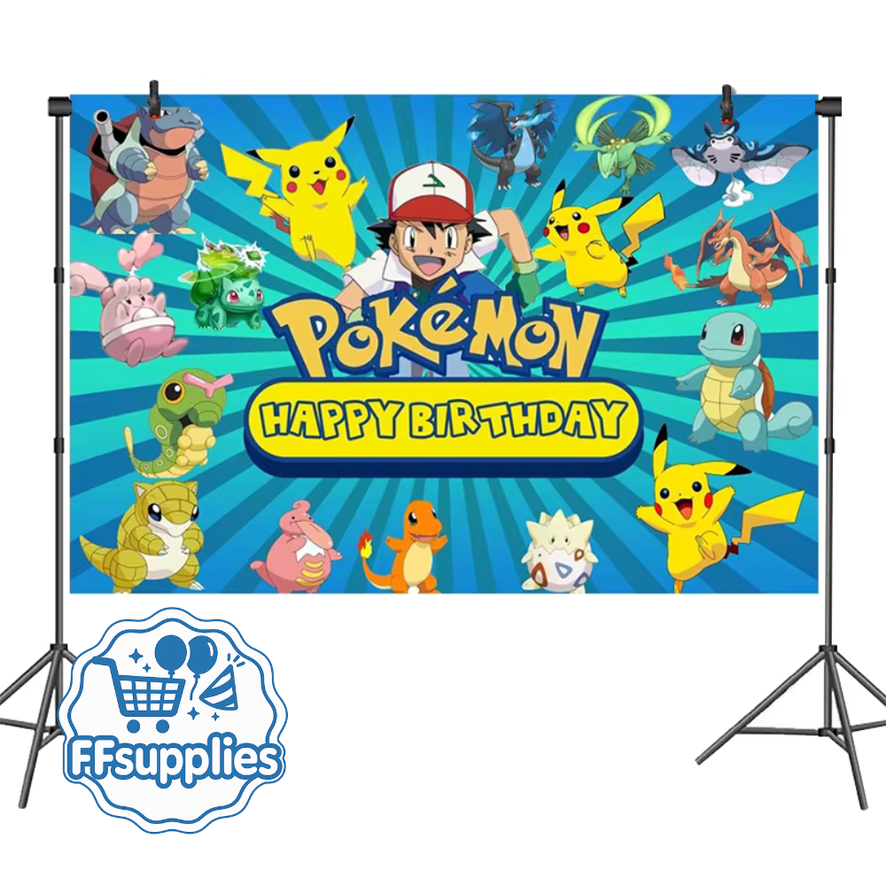 Pokemon Happy Birthday Backdrop