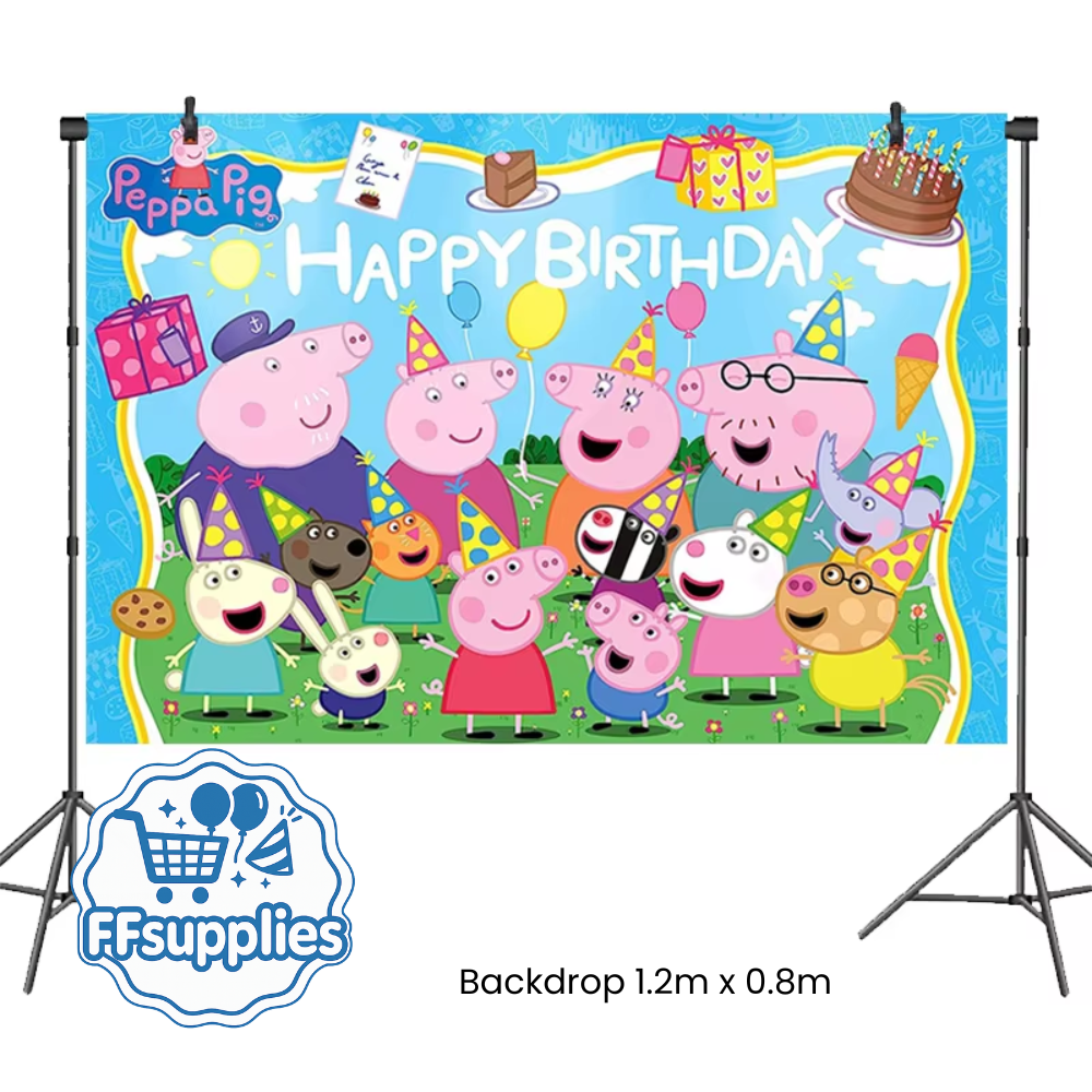 Peppa Pig Happy Birthday Backdrop