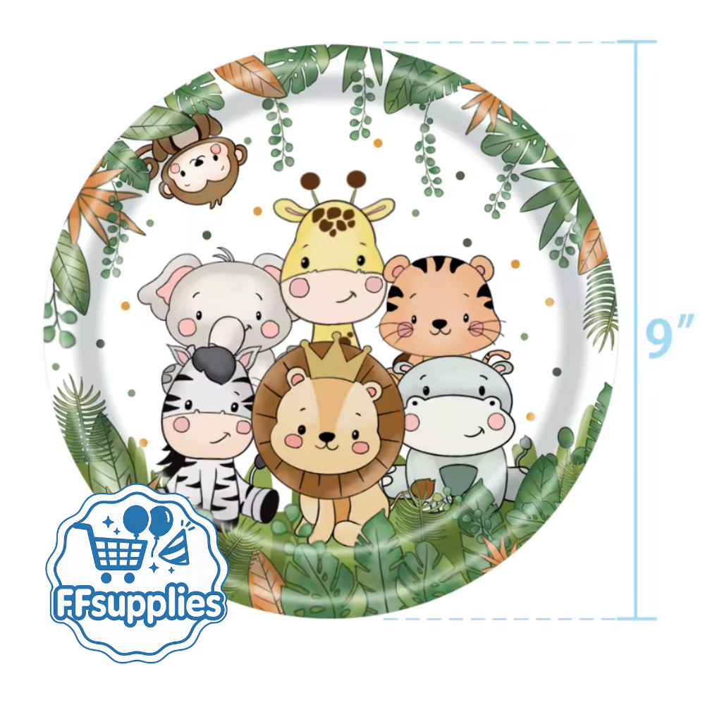 10 Pieces Jungle Animal Themed Disposable Plates (9inch)