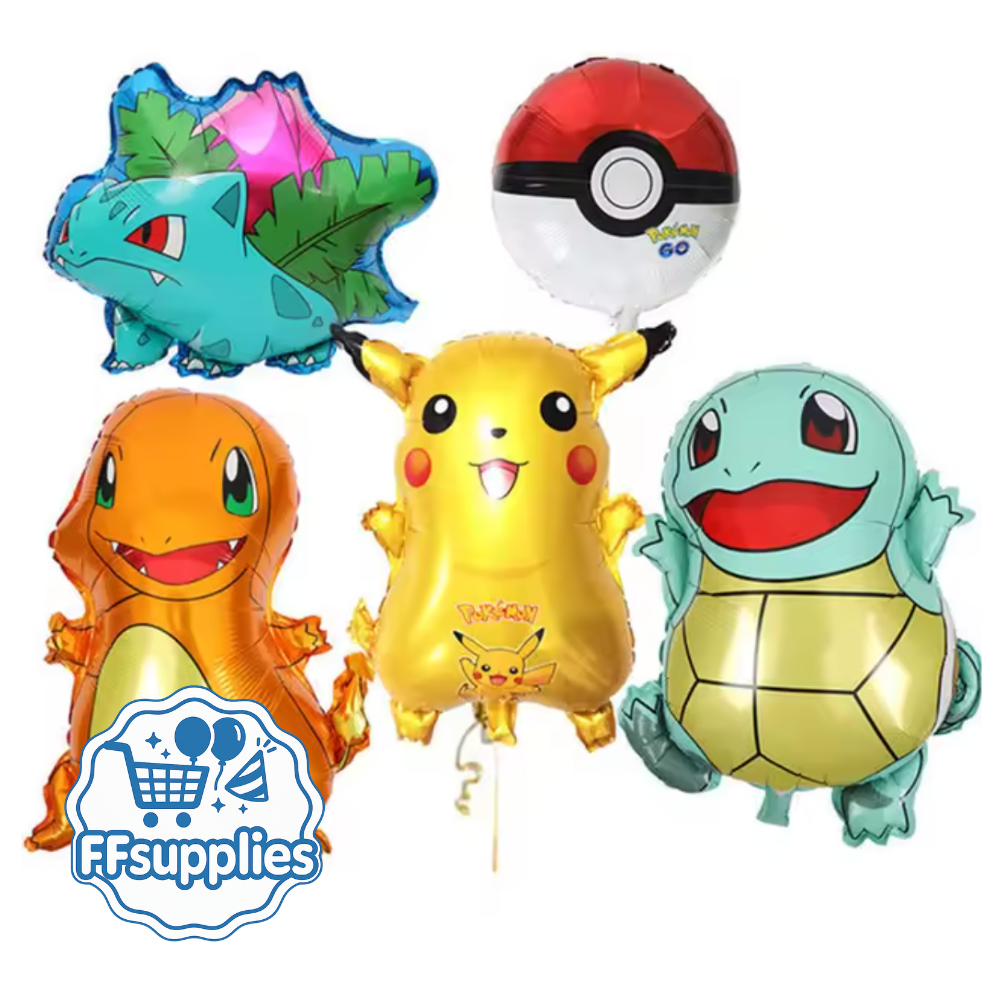 5 Piece Set Pokemon Character Balloons (18inch Foil Balloons)