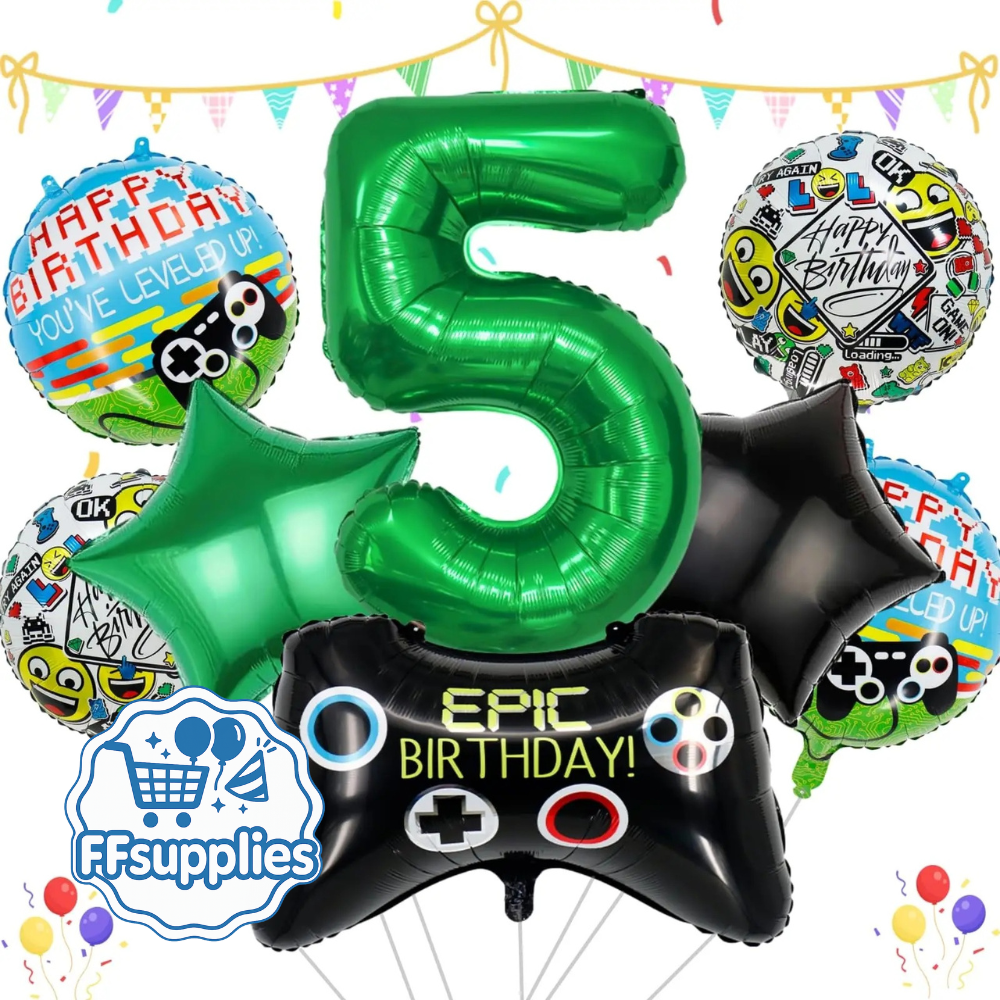 Video Gamer Party Balloon Set (Age 5) 